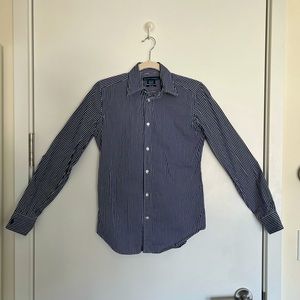Ralph Lauren Slim Fit Shirt | Navy and White Stripes | Size 4